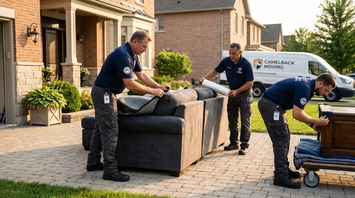 Large estate moving crew wrapping furniture in New Plymouth, ID